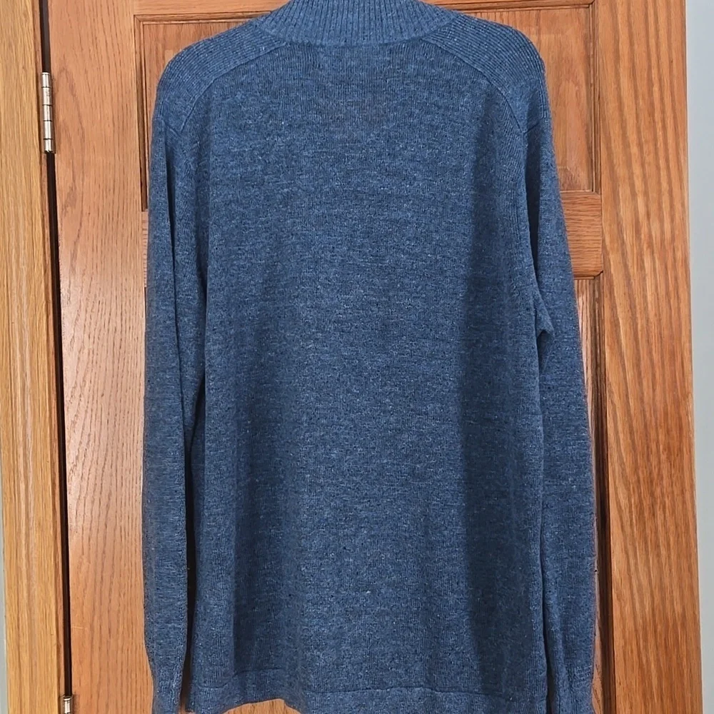 X-LARGE Dark Blue/Navy Italian Linen Button Mock Pullover From Banana Republic